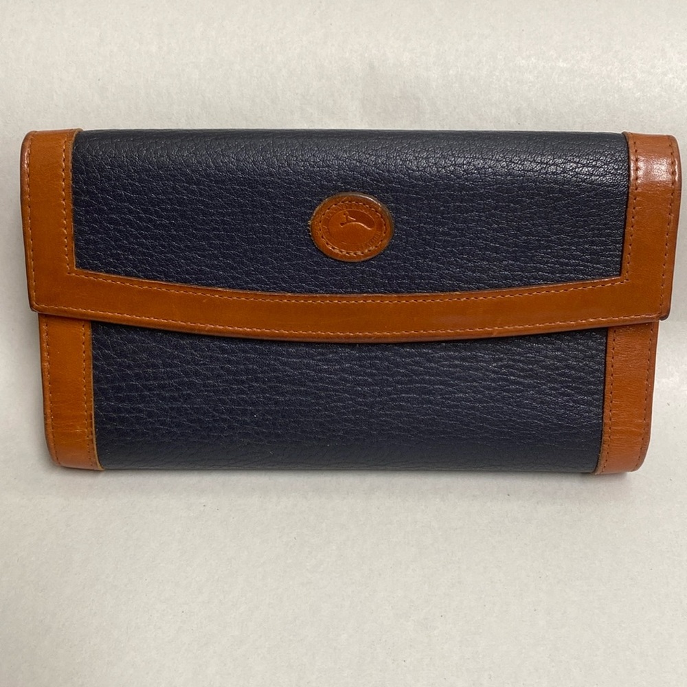 Dooney & Bourke Dark Navy AWL Clutch Organizer/Checkbook Wallet USA 🇺🇸
